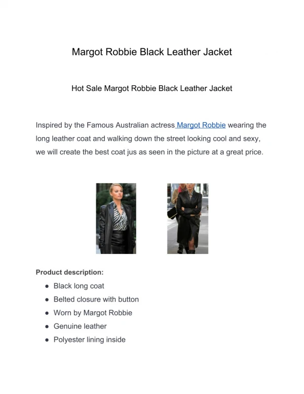 Margot Robbie Black Leather Jacket