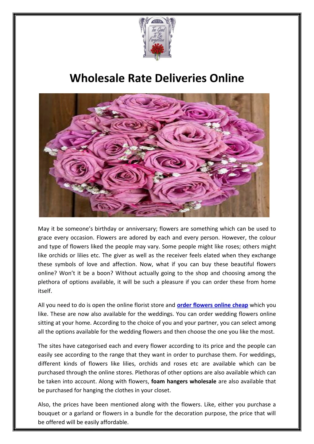 wholesale rate deliveries online