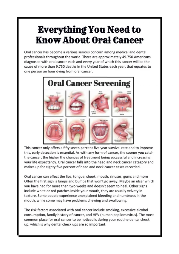 Everything You Need to Know About Oral Cancer