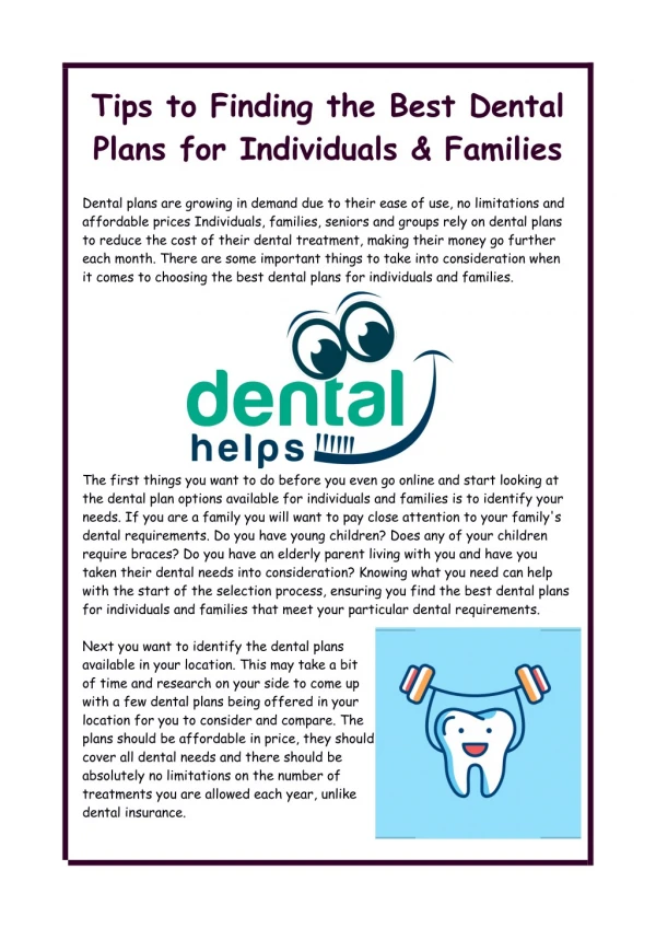 Tips to Finding the Best Dental Plans for Individuals & Families