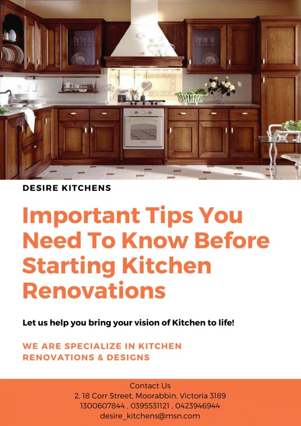 Important Tips You Need To Know Before Starting Kitchen Renovations - Desire Kitchens