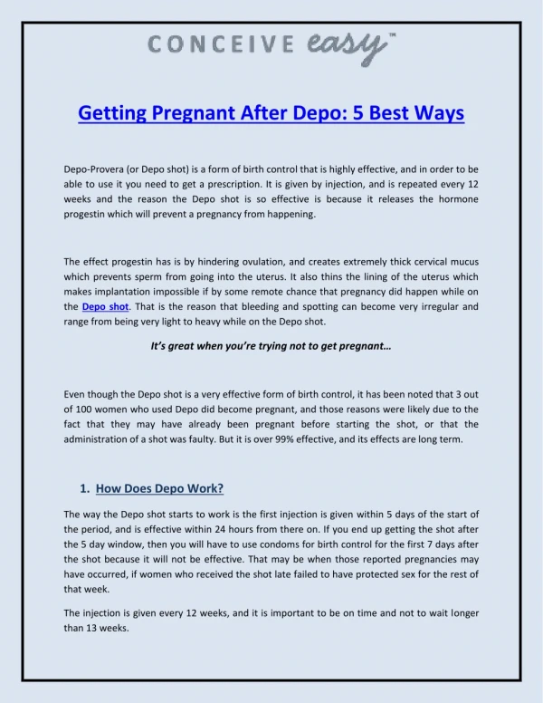 Getting Pregnant After Depo: 5 Best Ways