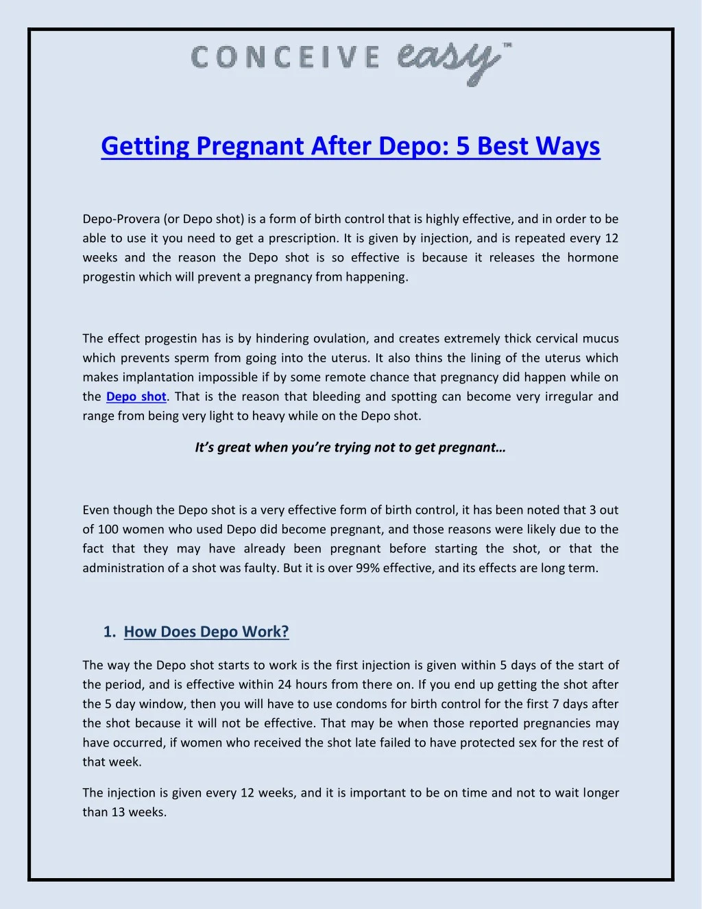 getting pregnant after depo 5 best ways
