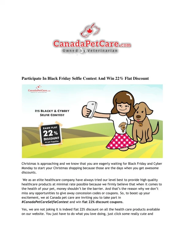 Participate Social Media Selfie Contest at CanadaPetCare