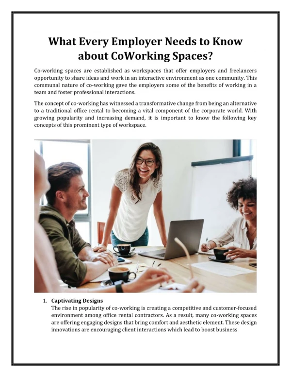What Every Employer Needs to Know about CoWorking Spaces?