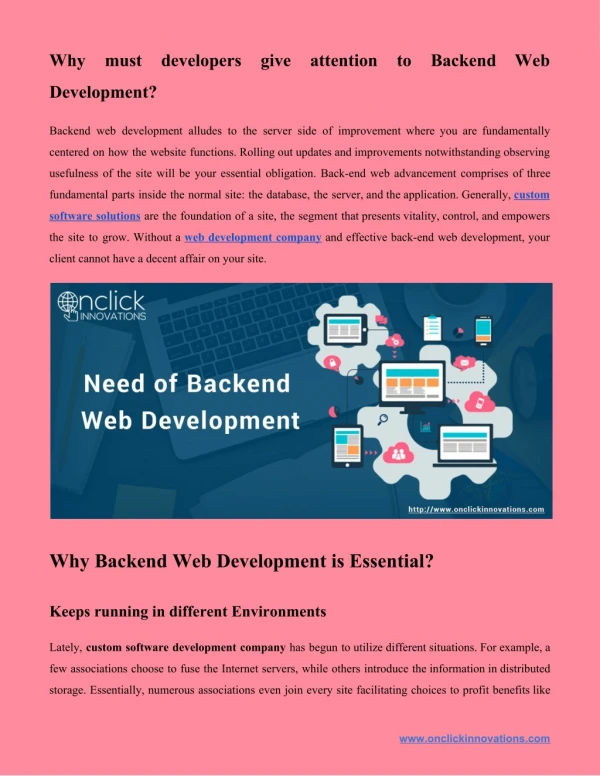 Why must developers give attention to Backend Web Development