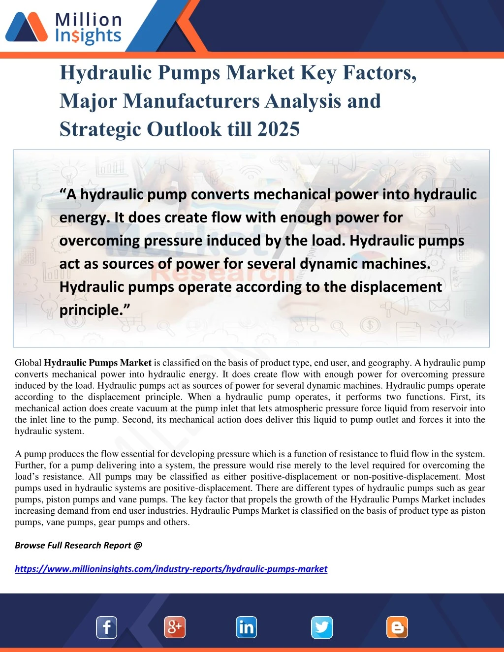 hydraulic pumps market key factors major