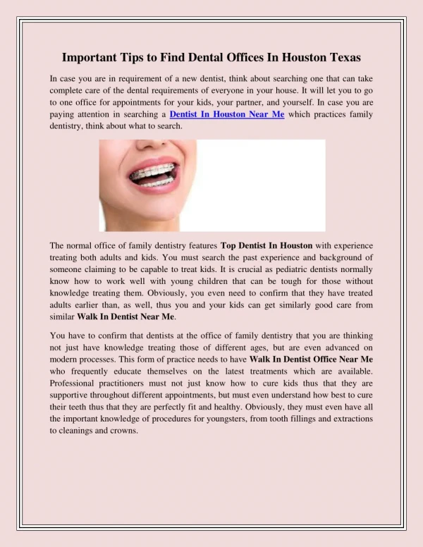 Important Tips to Find Dental Offices In Houston Texas