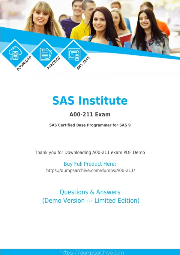Actual A00-211 Questions PDF - [Updated] SAS Institute A00-211 Questions PDF