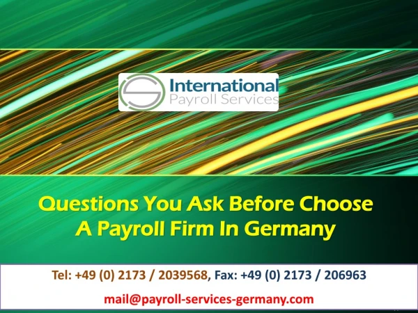 Questions You Ask Before Choose A Payroll Firm In Germany