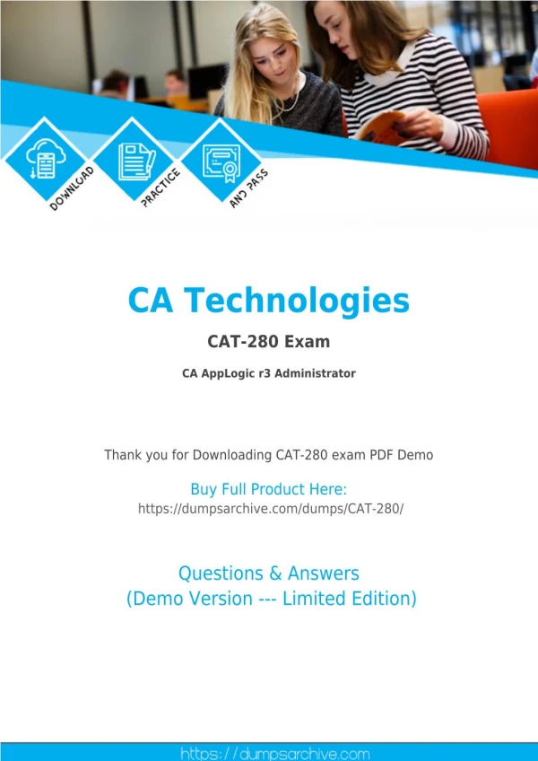 CAT-280 PDF Questions - Pass CAT-280 Exam via DumpsArchive CA Technologies CAT-280 Exam Questions