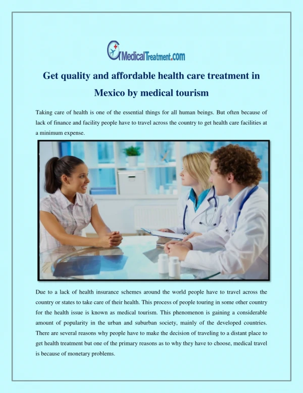 Get quality and affordable health care treatment in mexico by medical tourism