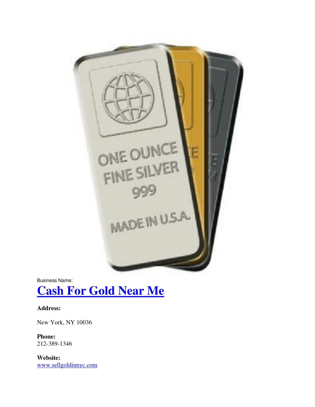 business name cash for gold near me address
