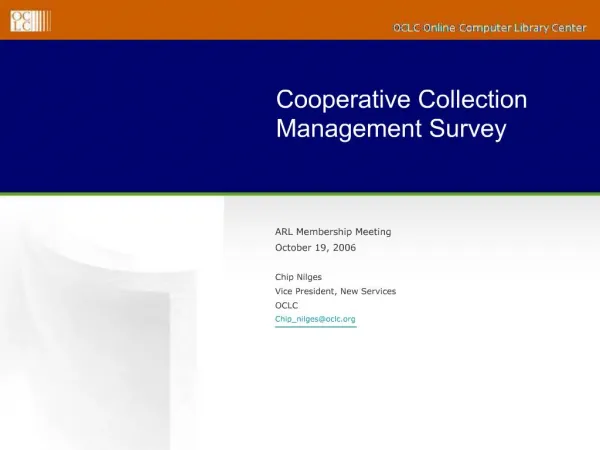Cooperative Collection Management Survey