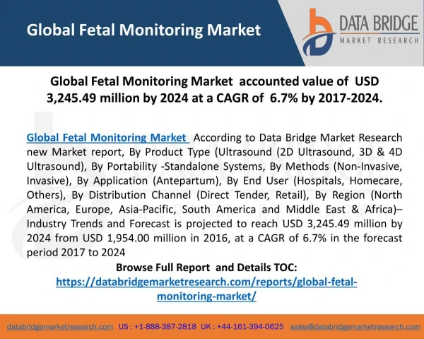 Global Fetal Monitoring Market is Growing at a Significant Rate in The Forecast Period 2017-2024