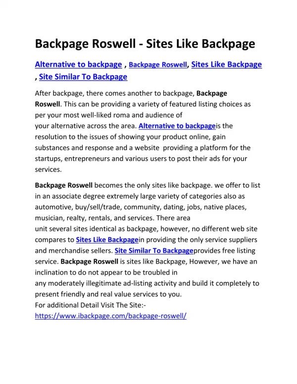 Backpage Roswell - Sites Like Backpage