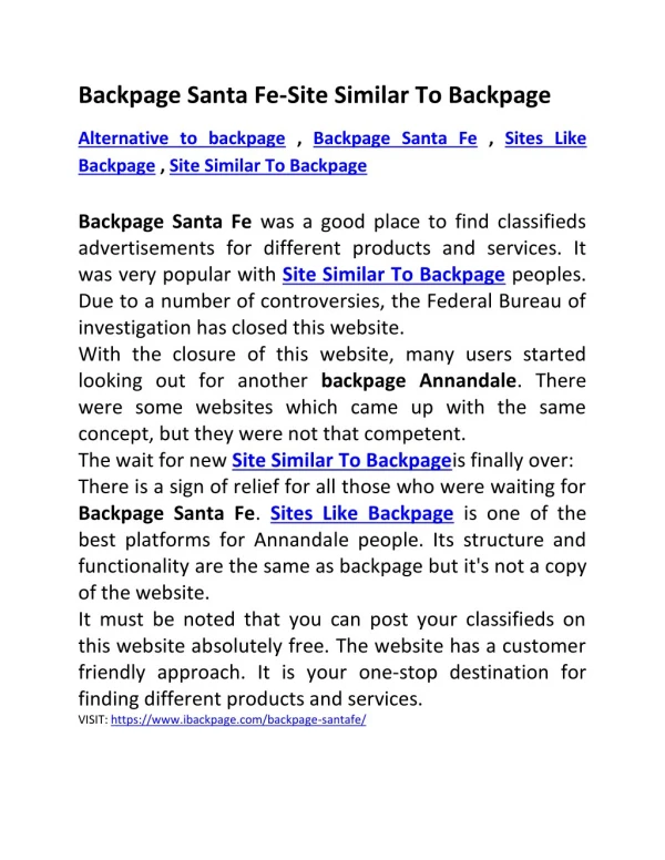 Backpage Santa Fe-Site Similar To Backpage