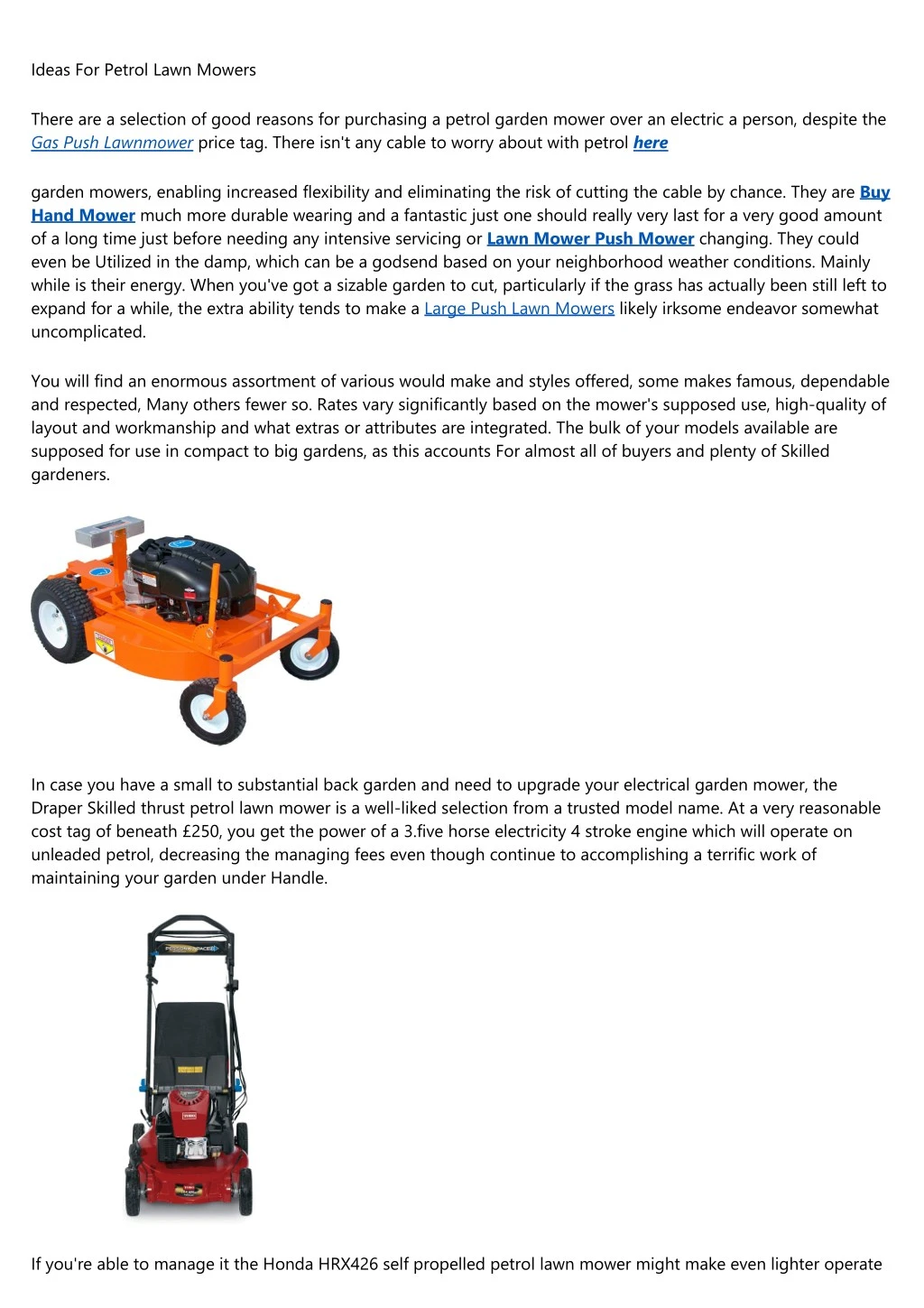 ideas for petrol lawn mowers