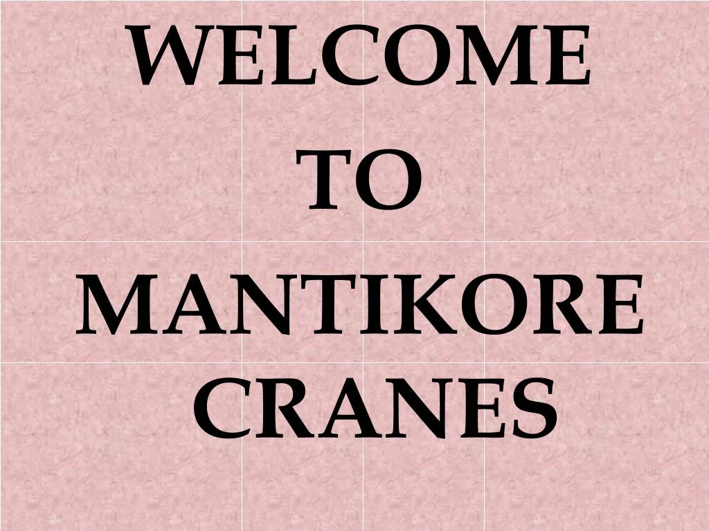 welcome to mantikore cranes