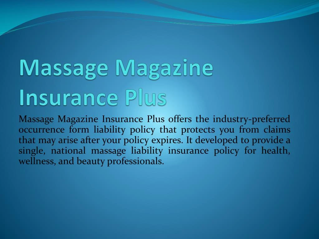 massage magazine insurance plus