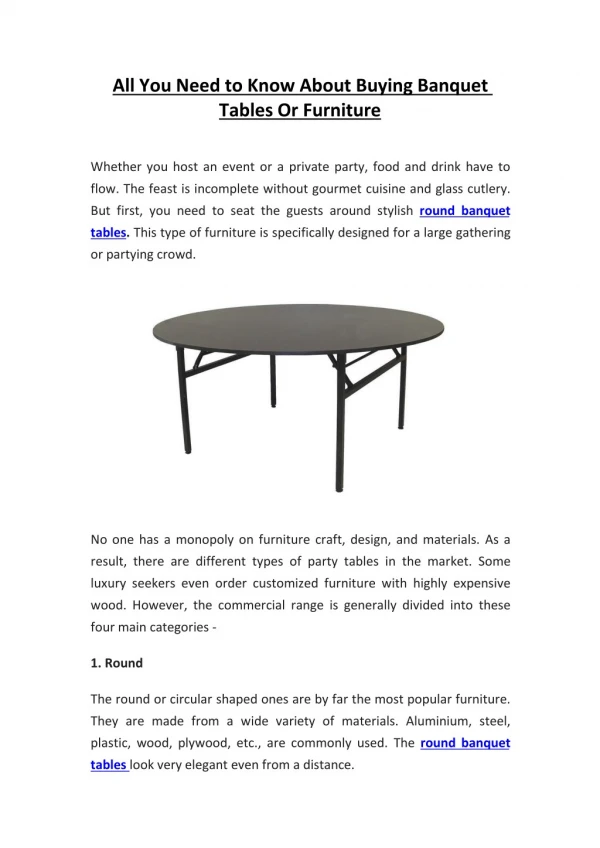 All You Need to Know About Buying Banquet Tables Or Furniture
