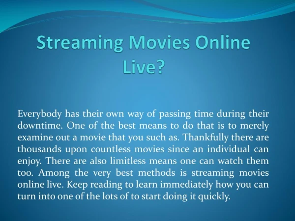 Streaming Movies Online Live