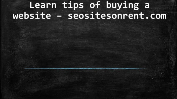 seositesonrent.com - Learn tips of buying a website