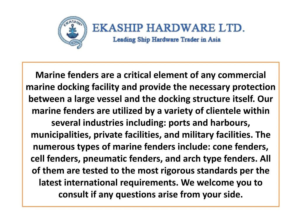 marine fenders are a critical element