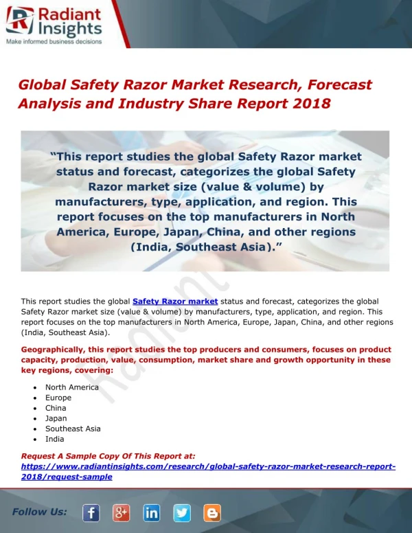 Global Safety Razor Market Research, Forecast Analysis and Industry Share Report 2018