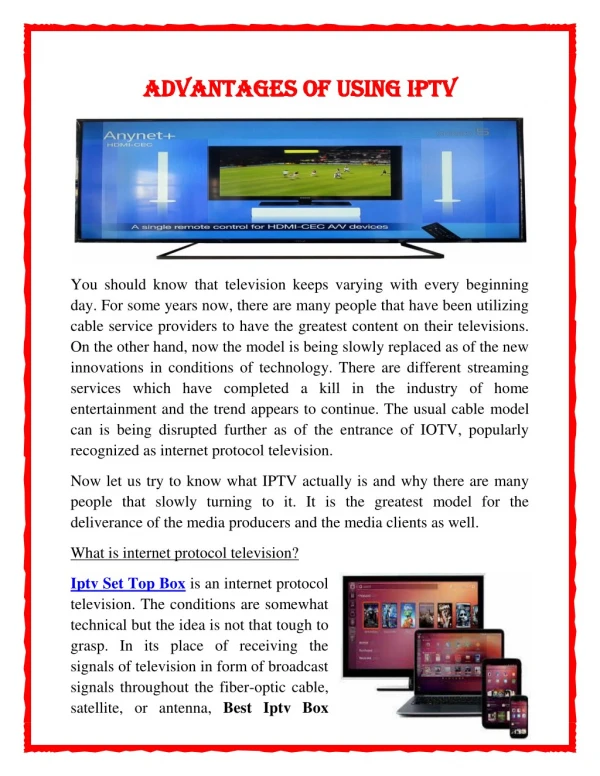 Advantages of Using IPTV