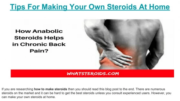 How To Make Steroids