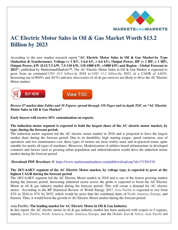 AC Electric Motor Sales in Oil & Gas Market worth $13.2 billion by 2023