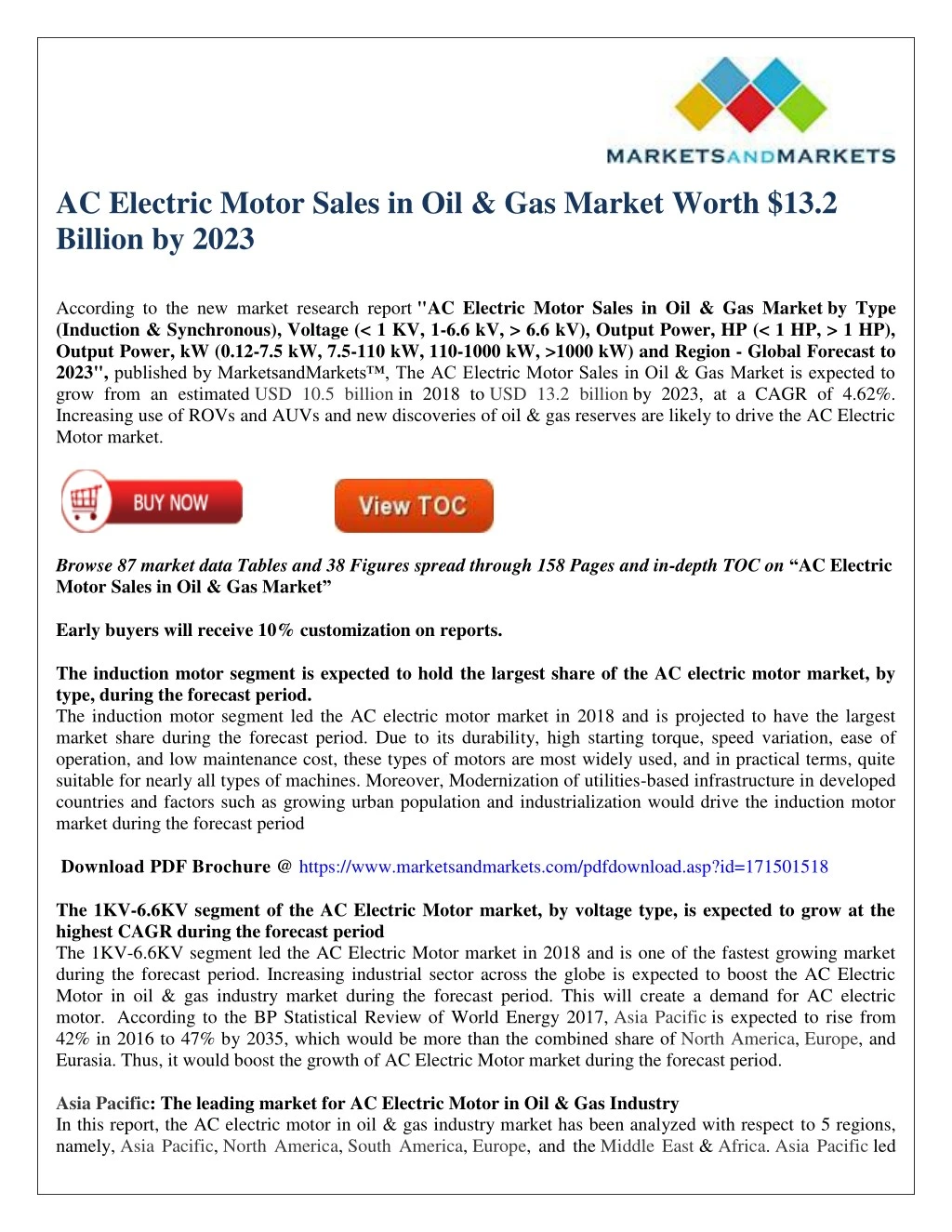 ac electric motor sales in oil gas market worth