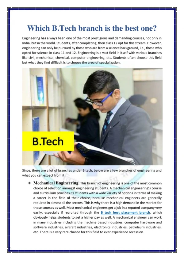 Which B.Tech branch is the best one?