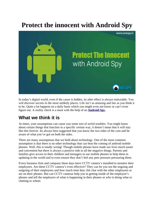 Protect the innocent with Android Spy
