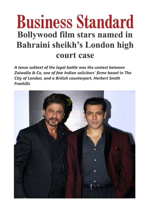 Bollywood film stars named in Bahraini sheikh's London high court case