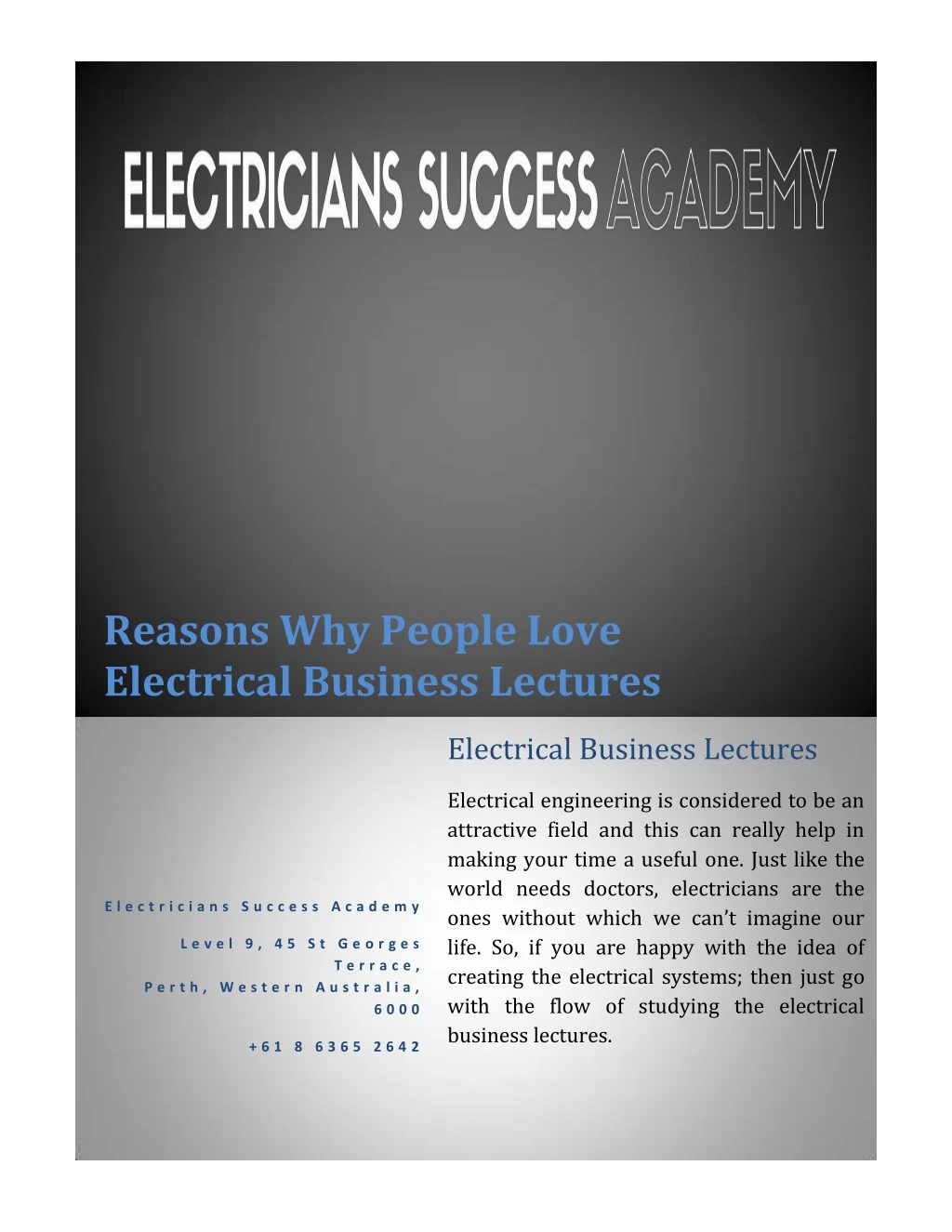 reasons why people love electrical business