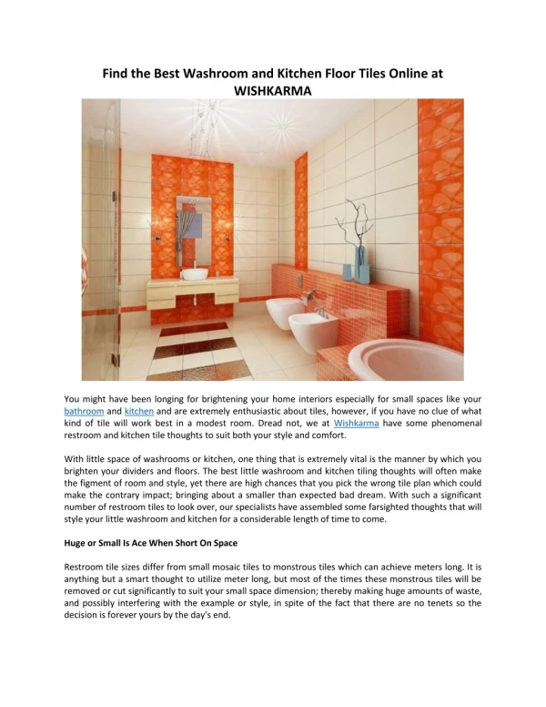 Find the Best Washroom and Kitchen Floor Tiles Online at WISHKARMA.