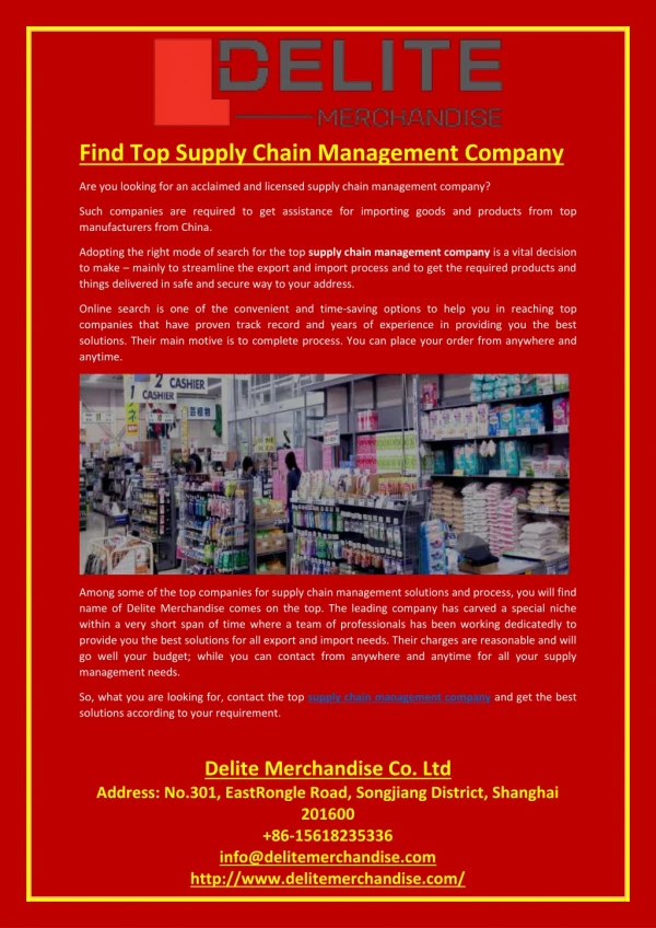 Find Top Supply Chain Management Company
