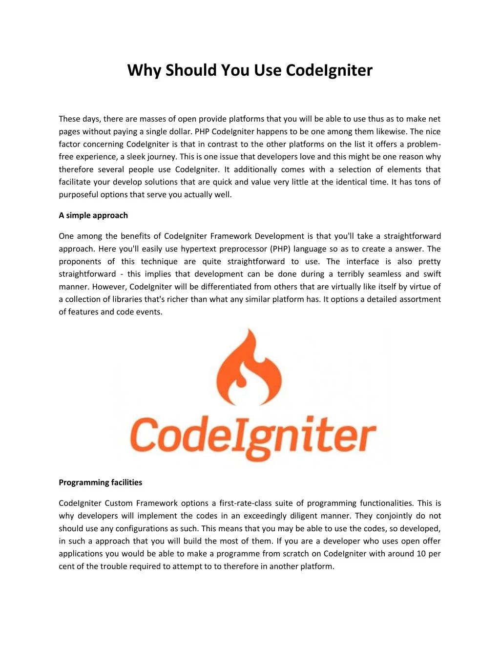 why should you use codeigniter