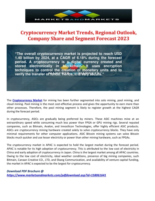 Cryptocurrency Market Trends, Regional Outlook, Company Share and Segment Forecast 2023