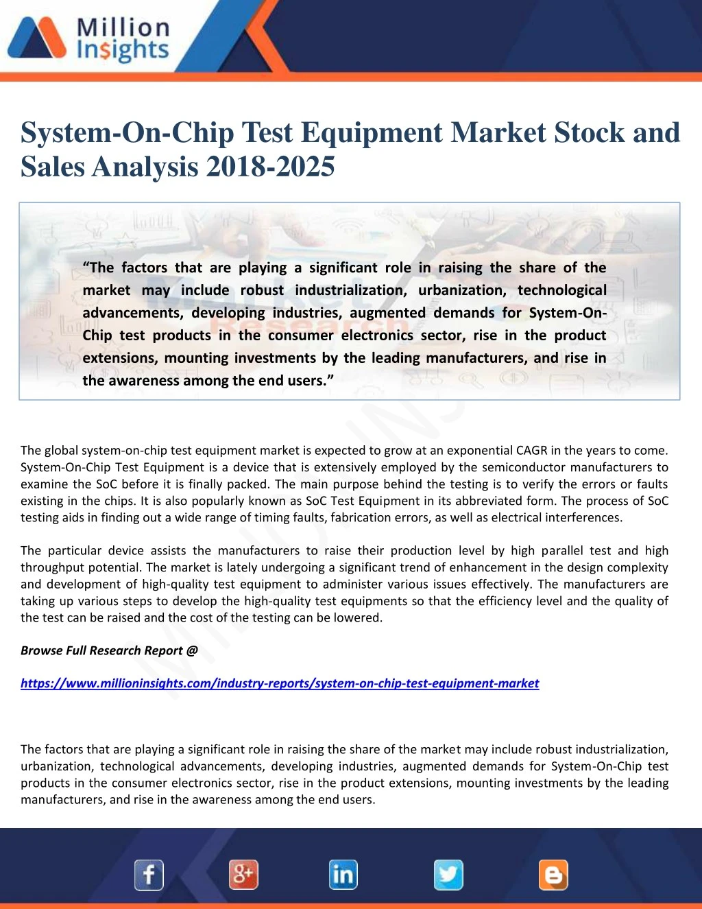 system on chip test equipment market stock