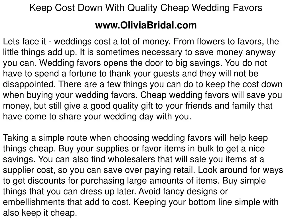 keep cost down with quality cheap wedding favors