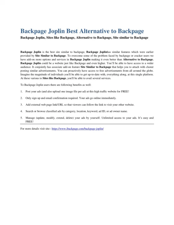 Backpage Joplin Best Alternative to Backpage