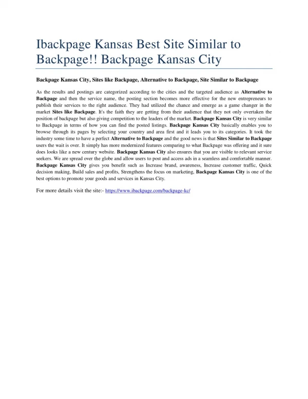 Ibackpage Kansas Best Site Similar to Backpage!! Backpage Kansas City