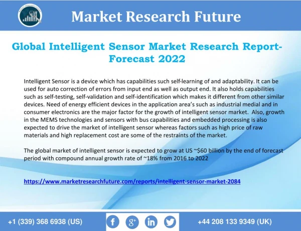 Intelligent Sensor Market Future Trends, Opportunities and Strong Growth in Future 2022