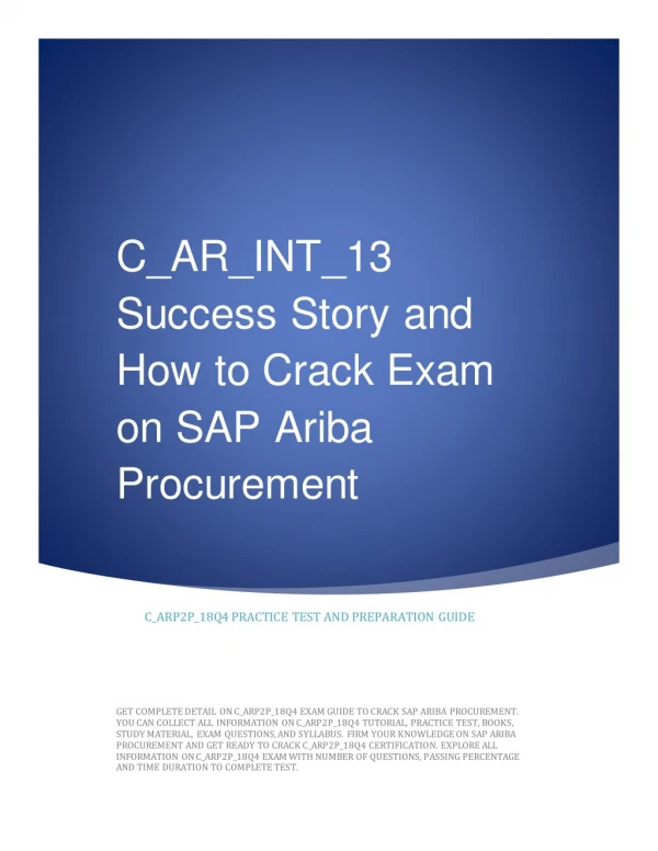 C_ARP2P_18Q4 Success Story and How to Crack Exam on SAP Ariba Procurement