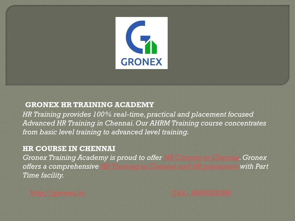 gronex hr training academy