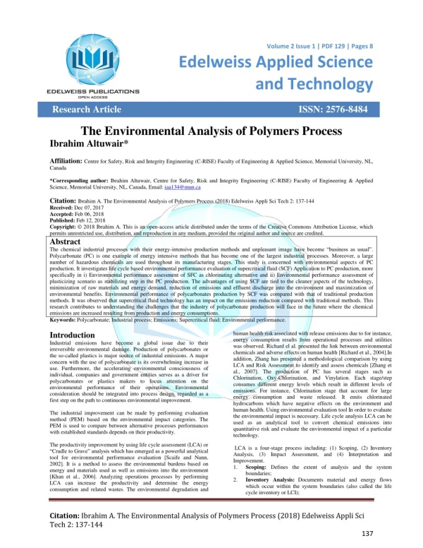 The Environmental Analysis of Polymers Process