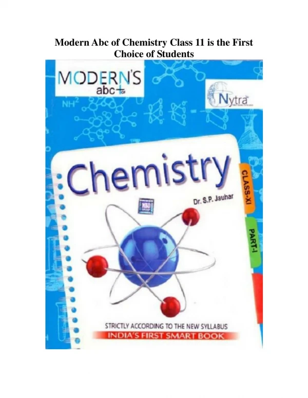 Modern Abc of Chemistry Class 11 is the First Choice of Students